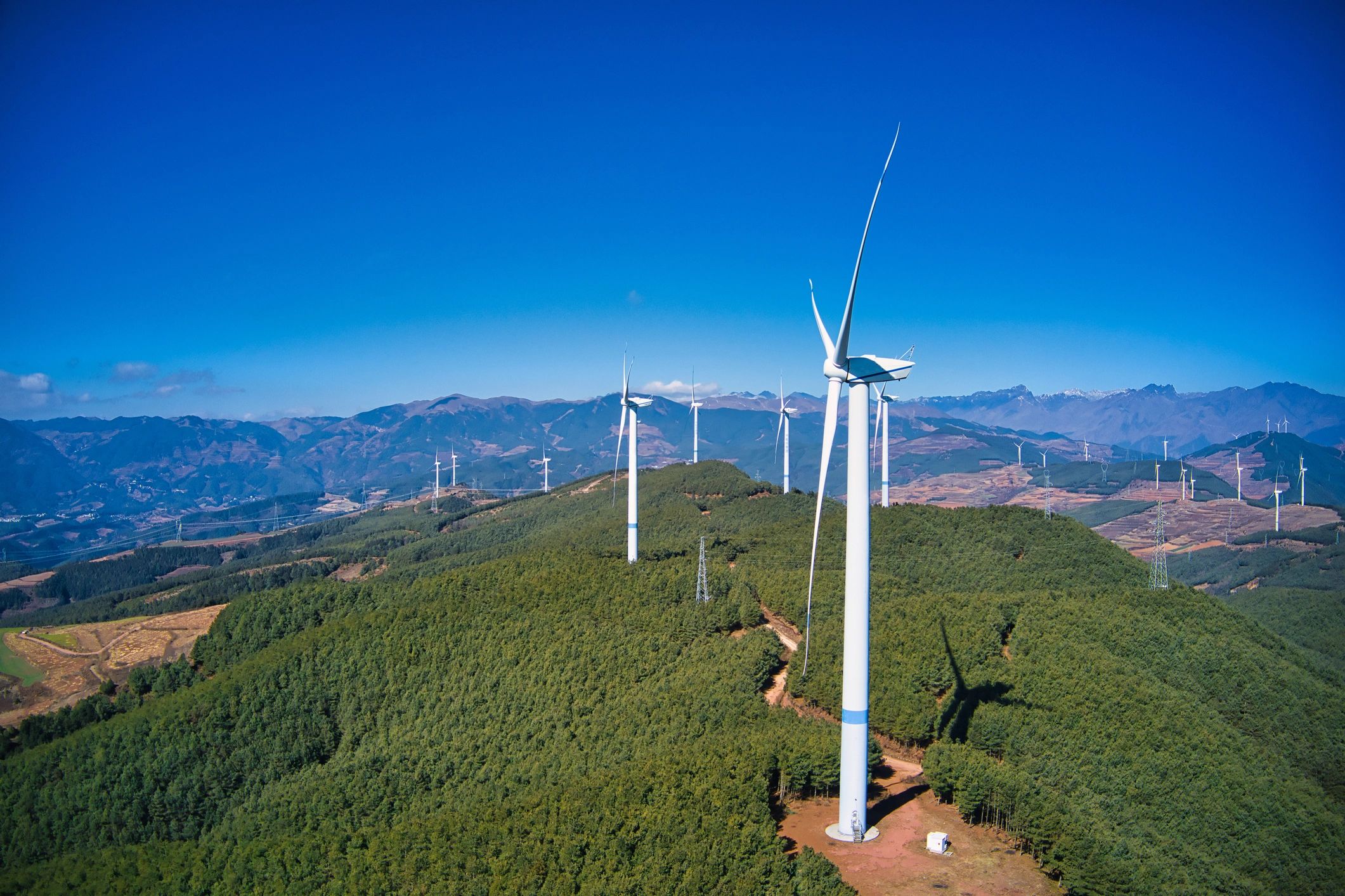 Aerial view of renewable energy infrastructure